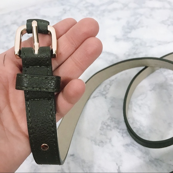 Jones New York Faux Leather Olive Studded Belt - Picture 4 of 8